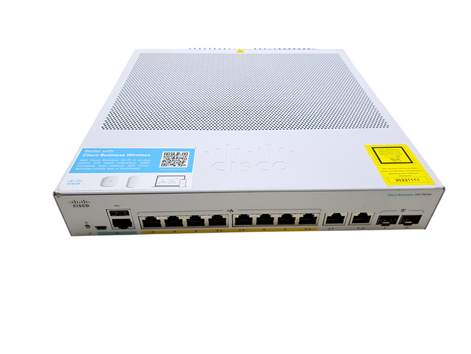 Cisco CBS350-8P-2G V02 | 8-Port Gigabit PoE+ Silent Managed Switch 2x SFP
