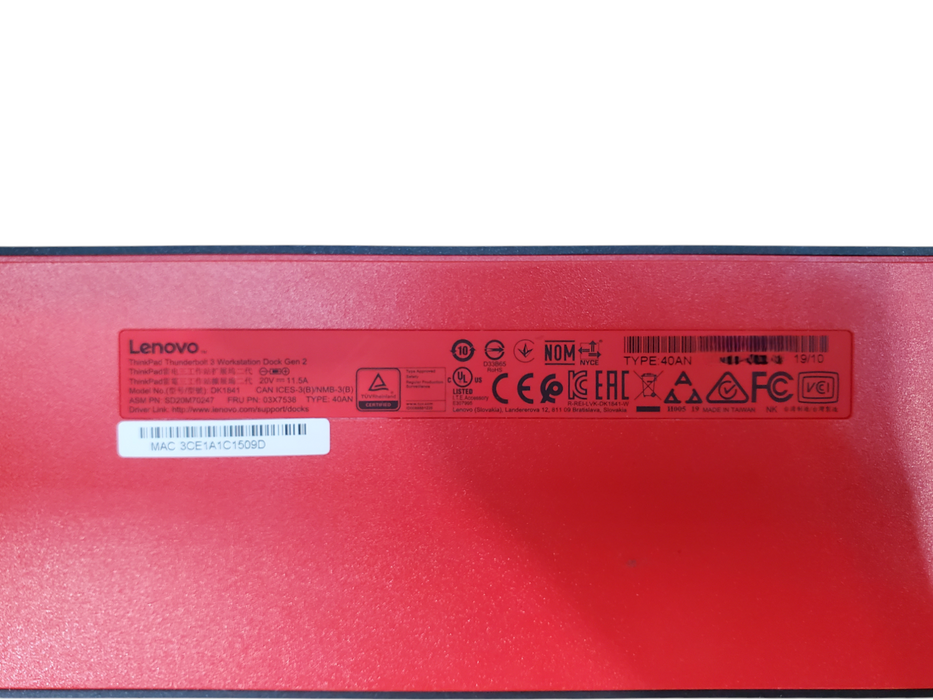 Lenovo ThinkPad Thunderbolt 3 Workstation Dock Gen 2 w/ 135W PWR | 40AN
