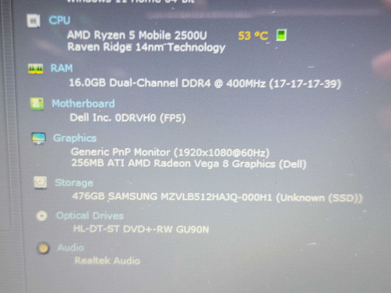 Dell Inspiron 5575| Ryzen 5 2500U| 16GB DDR4| 512GB SSD READ Î² BudLap