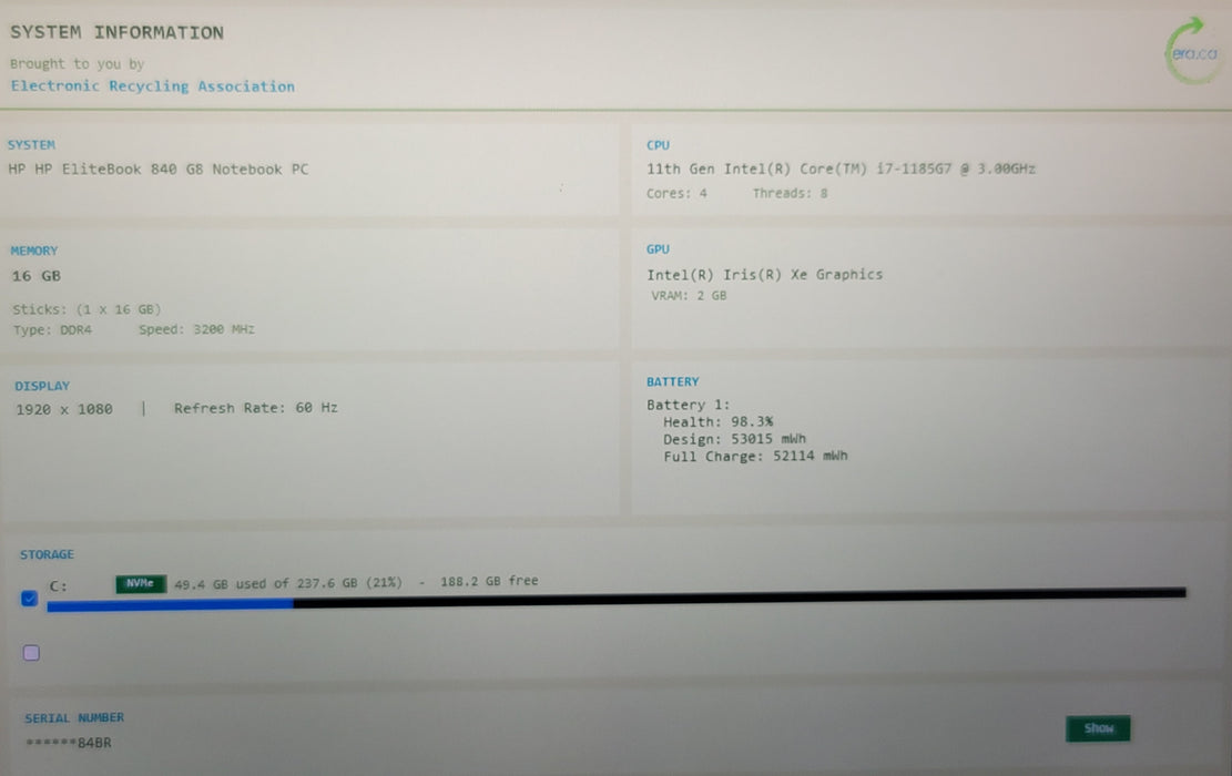 HP EliteBook 840 G8 i7-1185G7 16GB DDR4 256GB NVMe