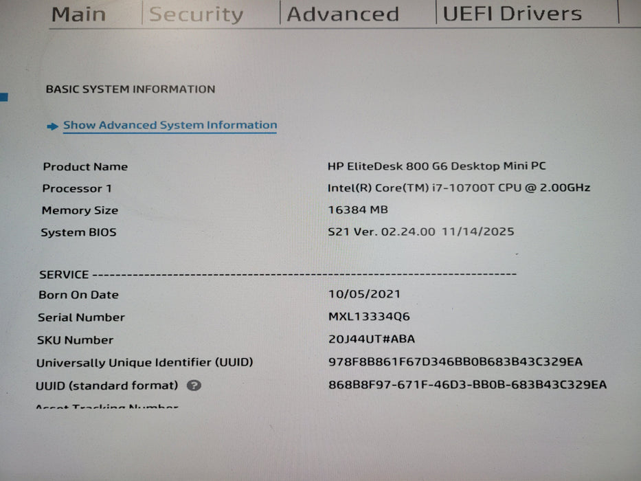 HP EliteDesk 800 G6 Micro i7 - 10700T @ 2.00GHz 16GB DDR4 Ram 256GB NVMe
