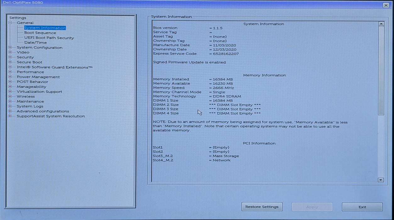 Dell OptiPlex 5080 SFF, i7-10700 2.90GHz, 16GB DDR4, 256GB NVMe