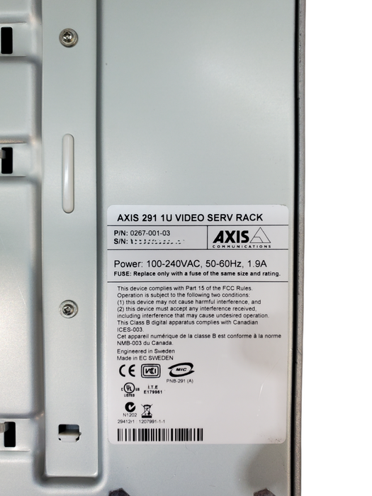 Axis 291 1U Video Serv Rack w/ 3x 243Q Video Encoder Module | 0267-001-03 *READ*