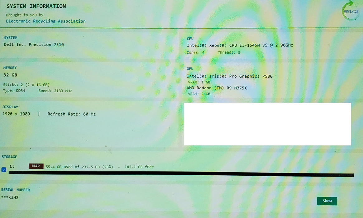Dell Precision 7510 15.6 FHD Xeon E3-1545M v5 2.90GHz 32GB 256GB Radeon R9 M375X