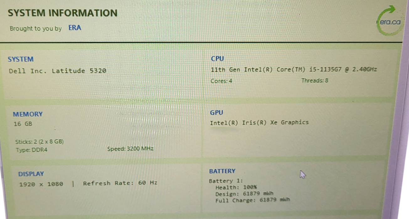 Open Box Dell Latitude 5320 Touch intel i5-1135G7| 16GB DDR4 | 500GB NVME