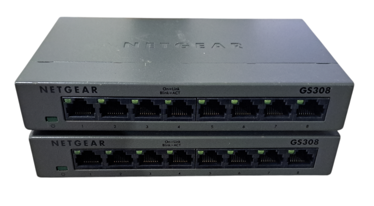 Lot of 2x Netgear GS308-V2 8 Port Gigabit Ethernet Switch
