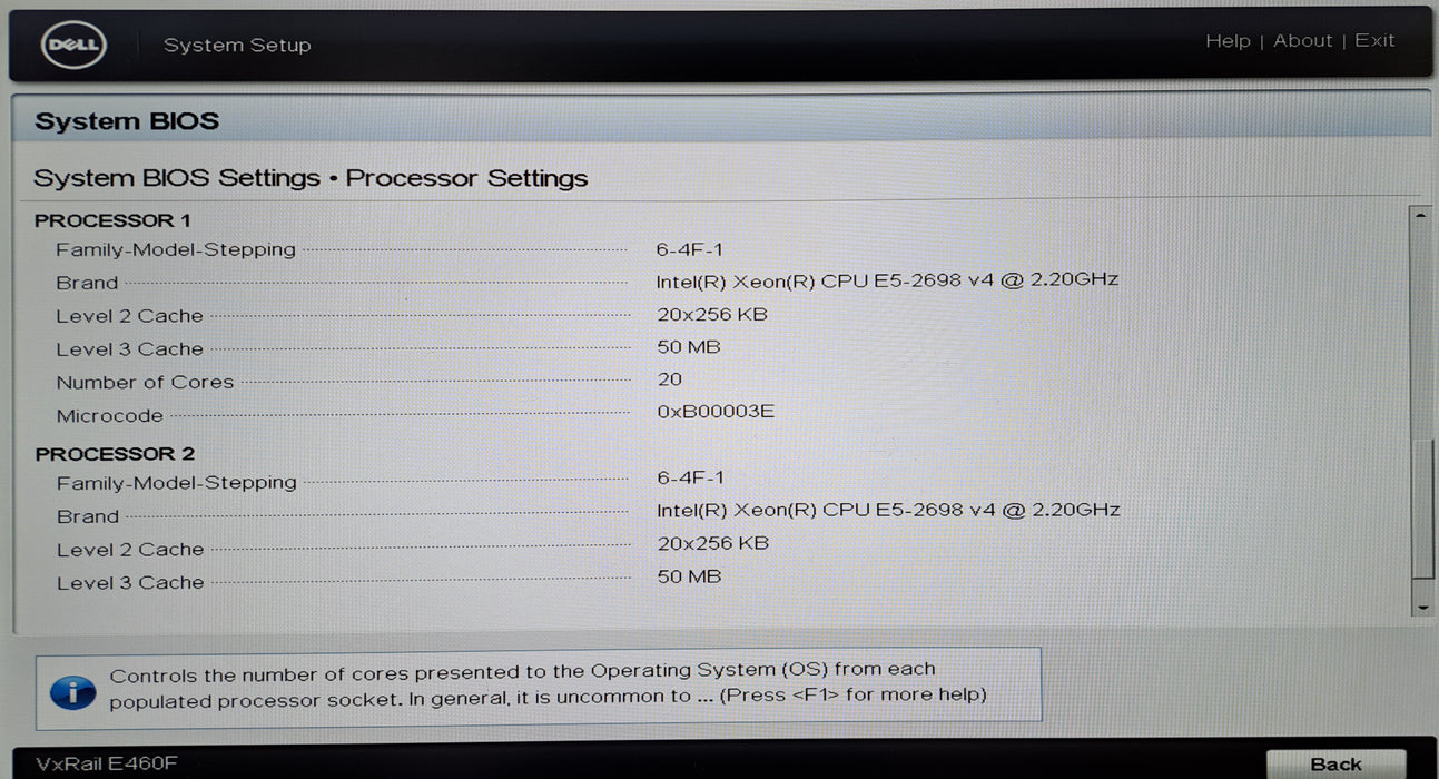 Dell VxRail E460F 10x 2.5" | 2x Xeon E5-2698 v4 20-Core, 32GB DDR4, HBA330 Mini