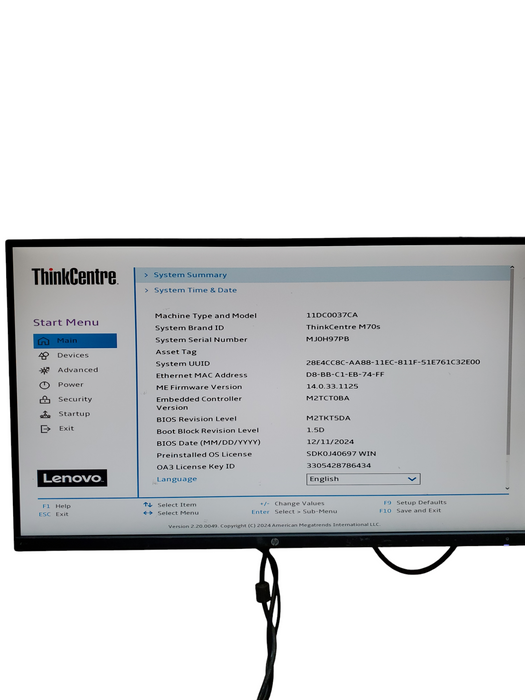Lenovo ThinkCentre M70s SFF Intel i5-10500 8GB RAM  256GB NVMe