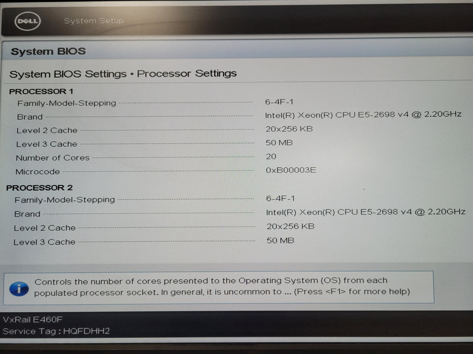Dell VxRail E460F 10x 2.5" | 2x Xeon E5-2698 v4 20-Core, 16GB DDR4, HBA330 Mini