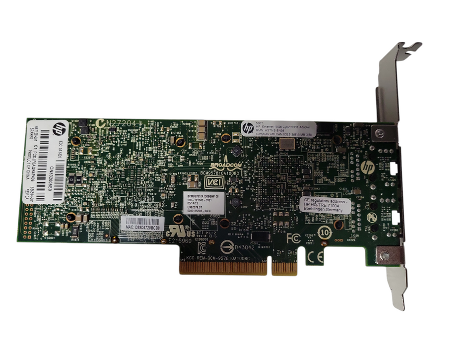HP 10Gb 2 Port Ethernet RJ-45 530T Network Server Adapter Card PCIe