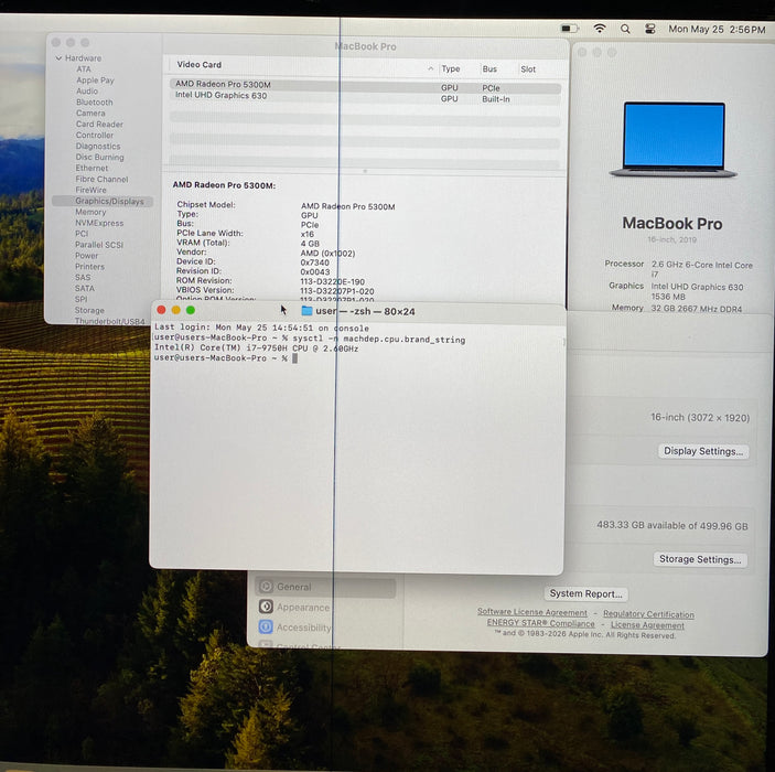 Apple MacBook Pro 16 2019 i7-9750H 32GB 512SSD Radeon 5300M Line On Screen READ!