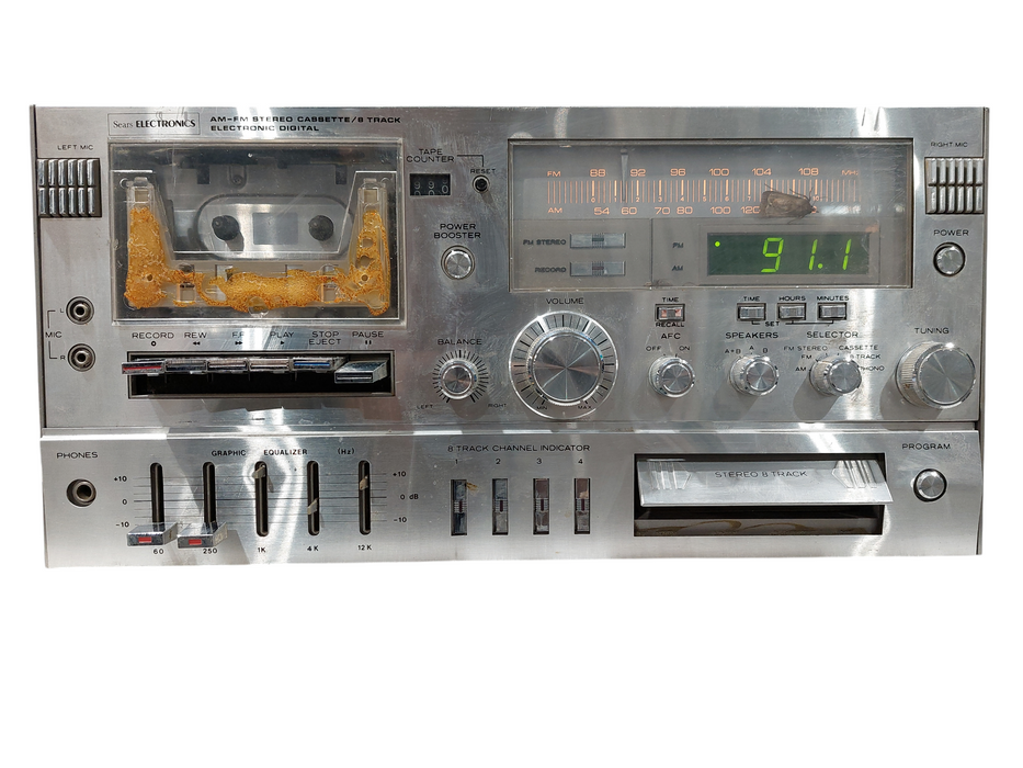 Sears Electronics AM/FM Stereo Cassette / 8-Track Electronic Digital Reciever