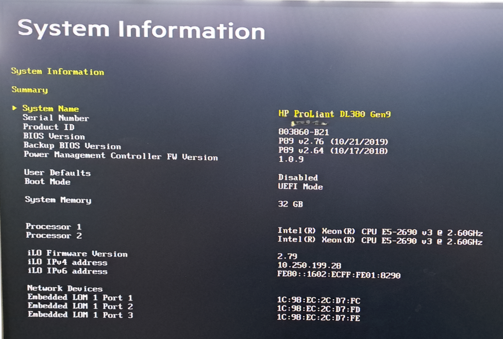 HP ProLiant DL380 Gen9 2x Xeon E5-2690 v3 @2.60GHz 32GB DDR4 P440ar 2x 800W PSU