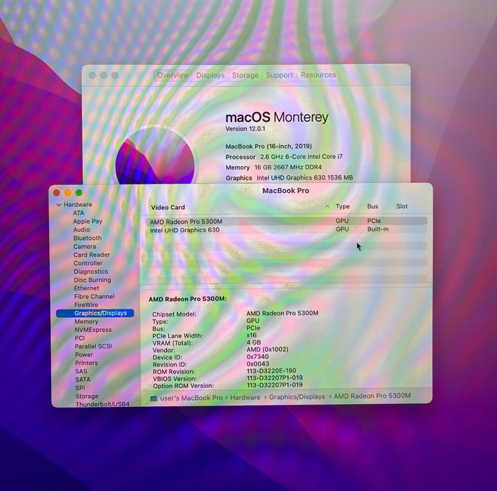 Apple MacBook Pro 16 2019 i7-9750H Radeon Pro 5300M GPU 16GB RAM 512GB SSD READ
