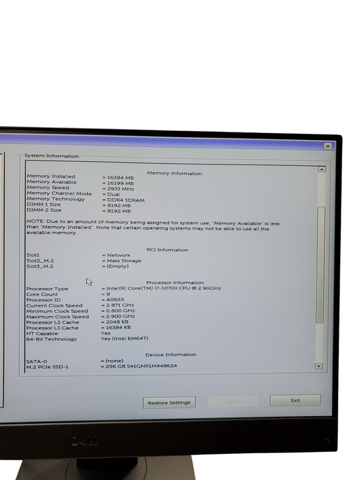Dell OptiPlex 7780 AIO I7-10700 @ 16GB RAM 256GB M.2 NVMe