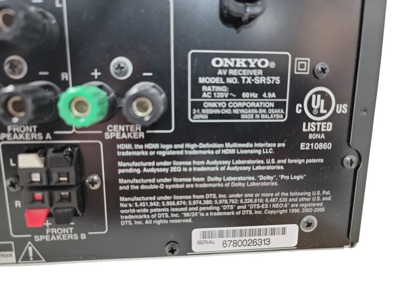 Onkyo TX-SR575 AM/FM Stereo 7.1-Channel XM   Receiver W/ HDMI | Read please
