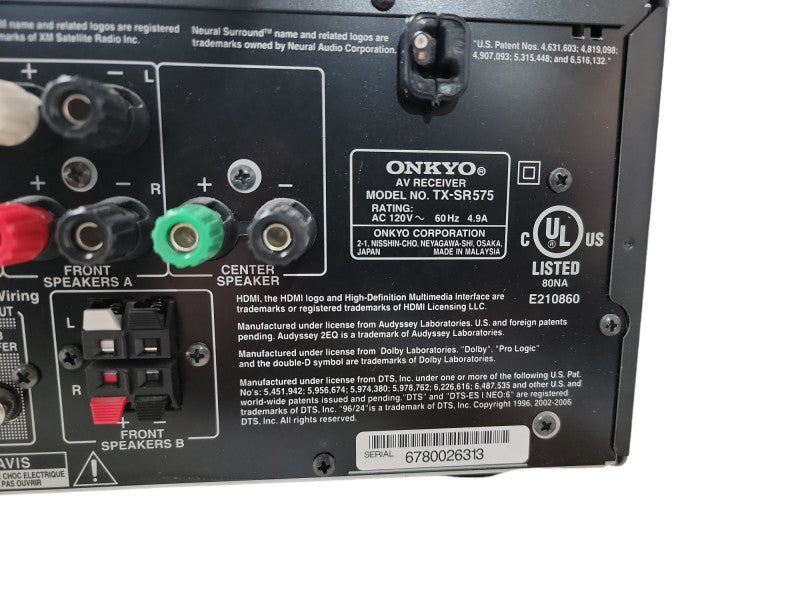 Onkyo TX-SR575 AM/FM Stereo 7.1-Channel XM   Receiver W/ HDMI | Read please