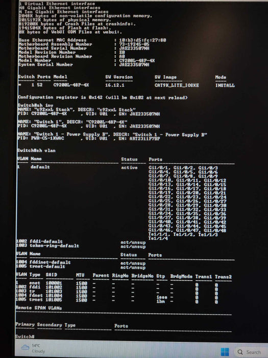 CISCO Catalyst C9200L-48P-4X-E PoE+ Switch 48p 4x10G Uplink 1x PSU $