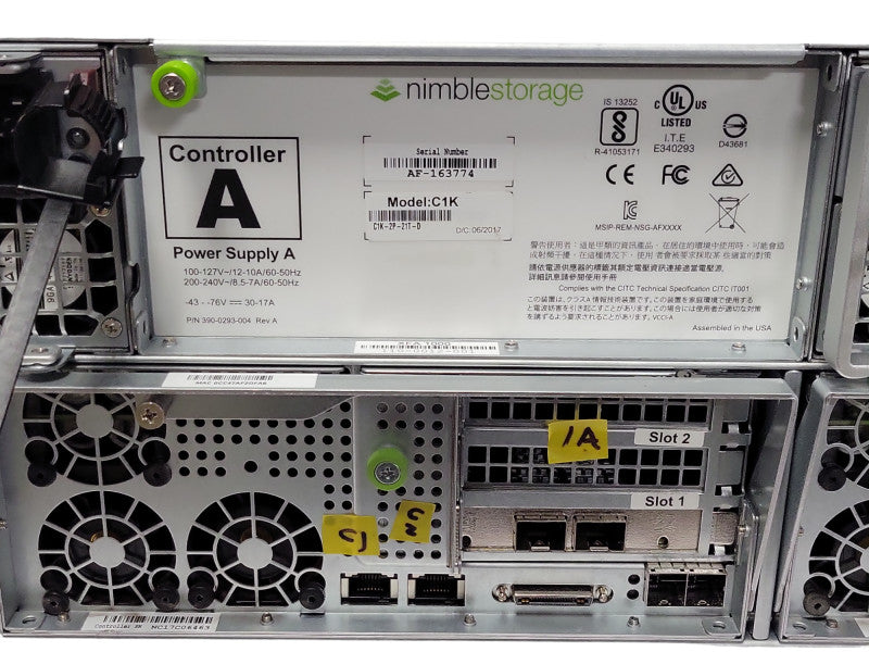 Nimble Storage C1K-2P-21T-D 24-Bay Storage 2x Controller, 10GbE ISCSI 2x PSU _