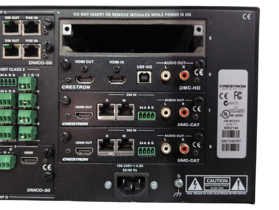Crestron DM-MD8X8 DigitalMedia Switcher w/ 9x Cards