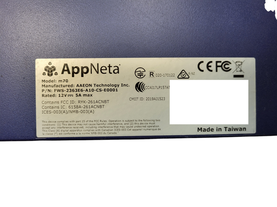 AppNeta FWS-2363E6-A10-CS-E0001 M70 W/Adapter