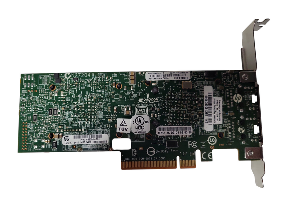 HP 530T Ethernet 10GbE Dual Port RJ45 Network Adapter High Profile 657128-001