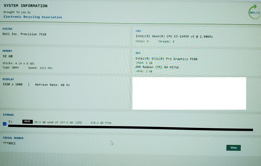 Dell Precision 7510 15.6 FHD Xeon E3-1545M v5 2.90GHz 32GB 256GB Radeon R9 M375X