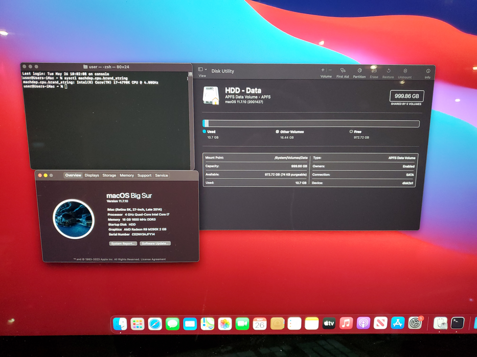 Apple iMac 5K 2014, i7-4790K, 16GB DDR3, 1TB + 120GB HDD