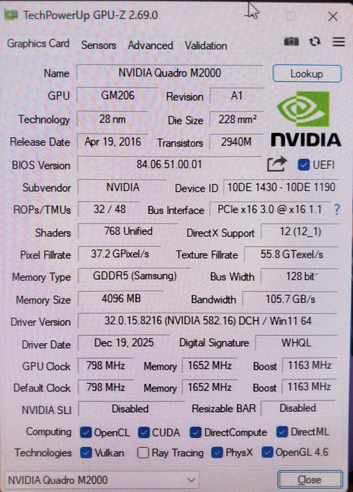 NVIDIA Quadro M2000 4GB GDDR5 Graphics Card | 4x DisplayPort
