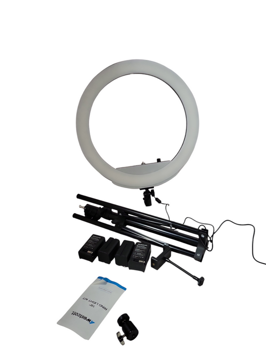 westcoat ring light 18" with stand, 2x batteries and charger