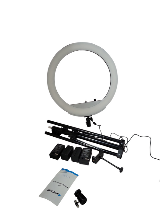 westcoat ring light 18" with stand, 2x batteries and charger