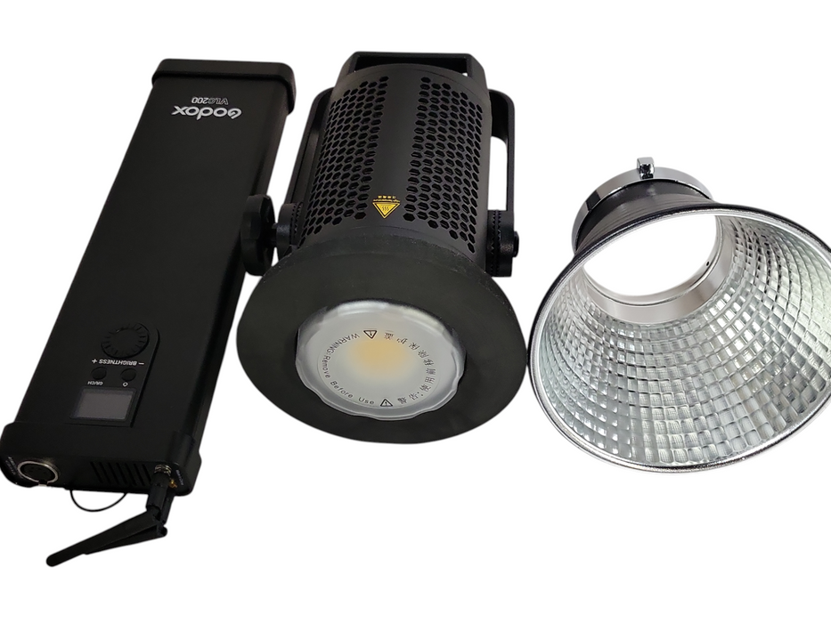 Godox VL200 LED Video Light with VLC200, Case, and remote, READ