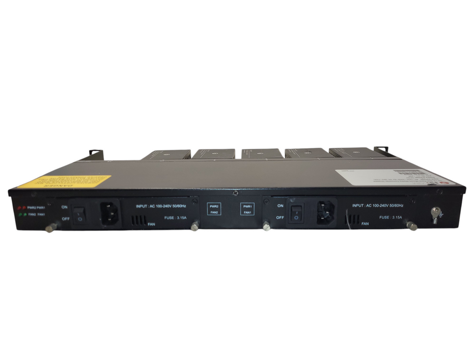 FS 1u 12-slot rack mount media converter chassis w/ 10x Mini Media Converter