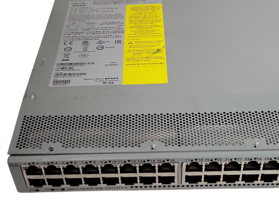 CISCO N9K-C9372TX Nexus 9372tx Managed L3 Switch, No PSU, READ