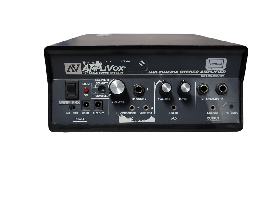 AmpliVox Sound Multimedia 50W Stereo Amplifier PA System SW805A Unit