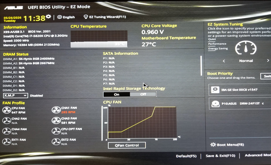 Custom PC w/ X99-A Intel i7-5820K 16GB RAM RX480 *READ*