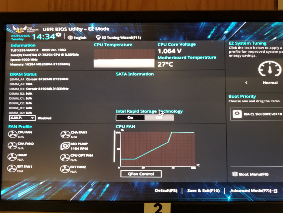 Custom PC w/ TUF X299 MARK 2 i7-7820X 16GB RAM GTX 1060 No HDD *READ*