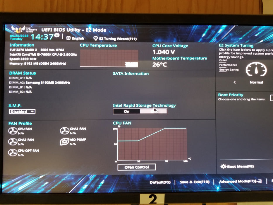 ASUS TUF Z270 MARK 2 w/ Intel i5-7600K 8GB RAM No HDD