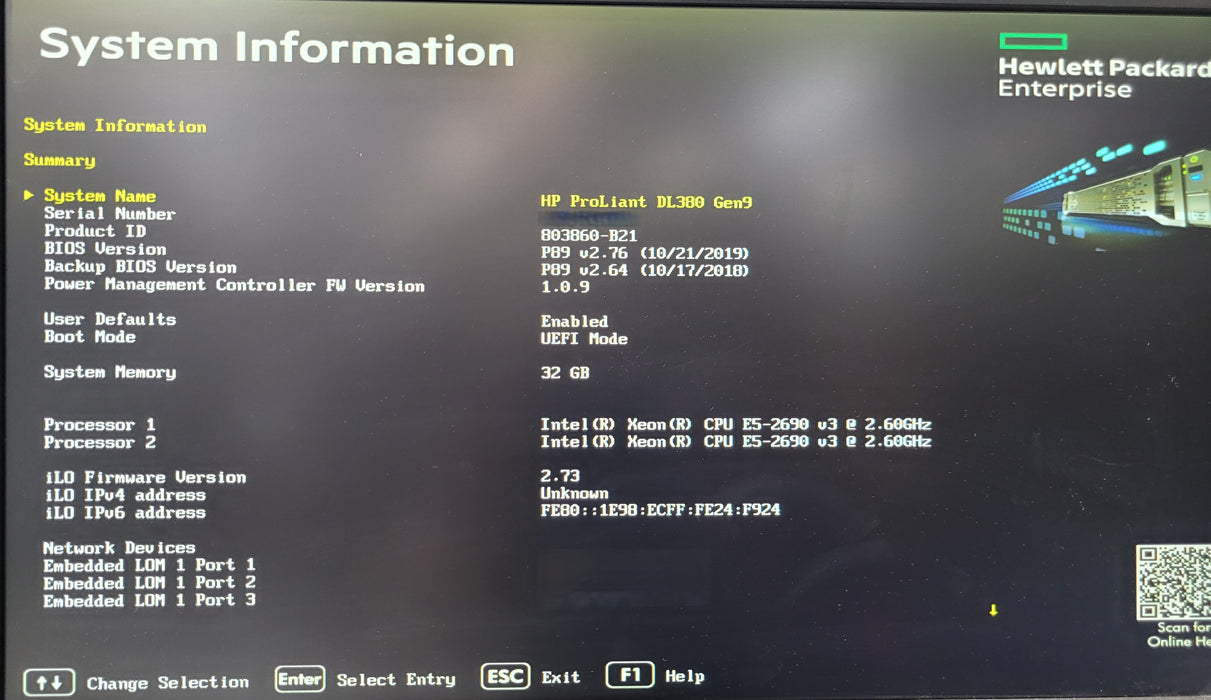 HPE ProLiant DL380 Gen9 | 2x Xeon E5-2690 v3 @2.60GHz 32GB DDR4 |NO HDD