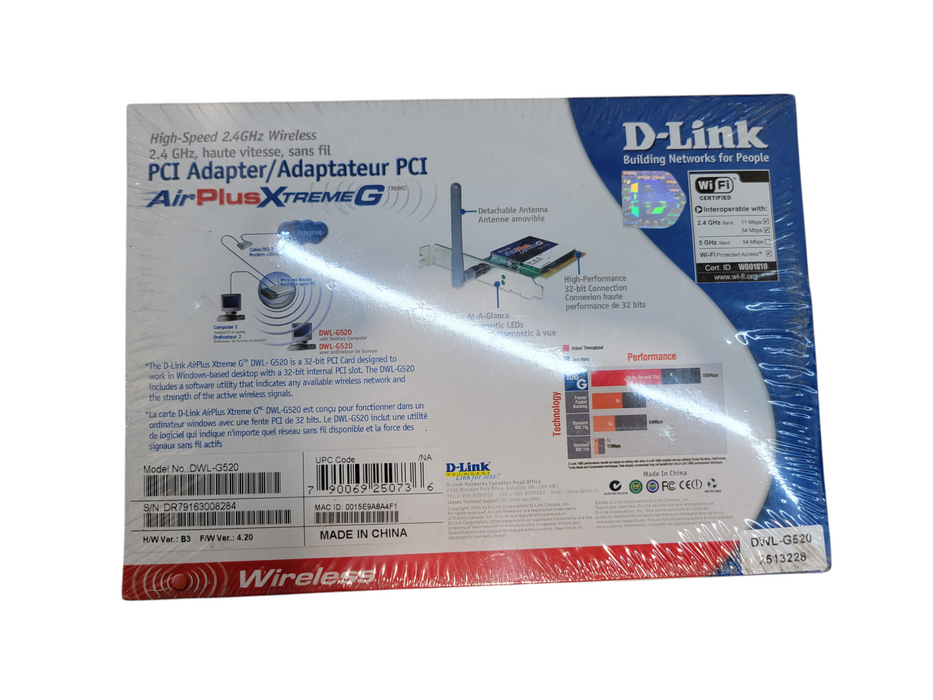 D-Link AirPlusXtremeG 2.4GHz Wireless PCI Adapter