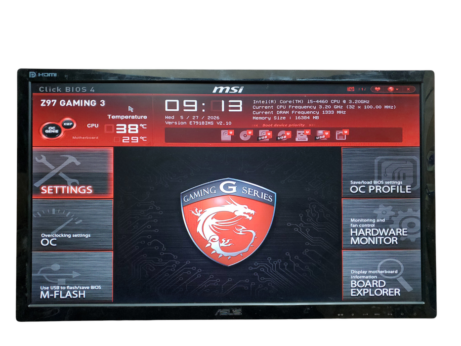 Custom Tower PC, MSI Z97 Gaming 3, i5-4460, 16GB DDR3, No HDD/OS, READ