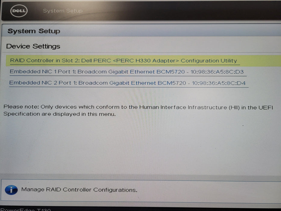 Dell PowerEdge T130, Xeon E3-1270v5 3.00GHz, 16GB DDR4, No HDD, PERC H330