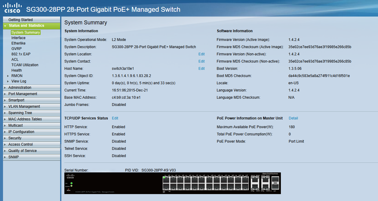 Cisco Small Business SG300-28PP 28-Port Gigabit PoE+ Managed Switch