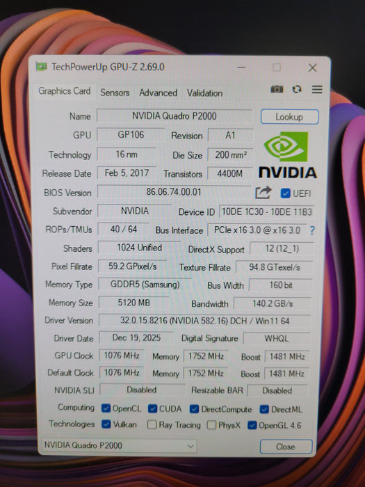 NVIDIA Quadro P2000 5GB GDDR5 Graphics Card | 4x DisplayPort