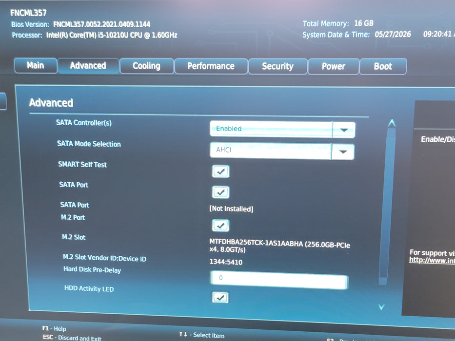 Intel BXNUC10i5FNK1, Core i5-10210U 1.60GHz, 16GB RAM 256GB NVME