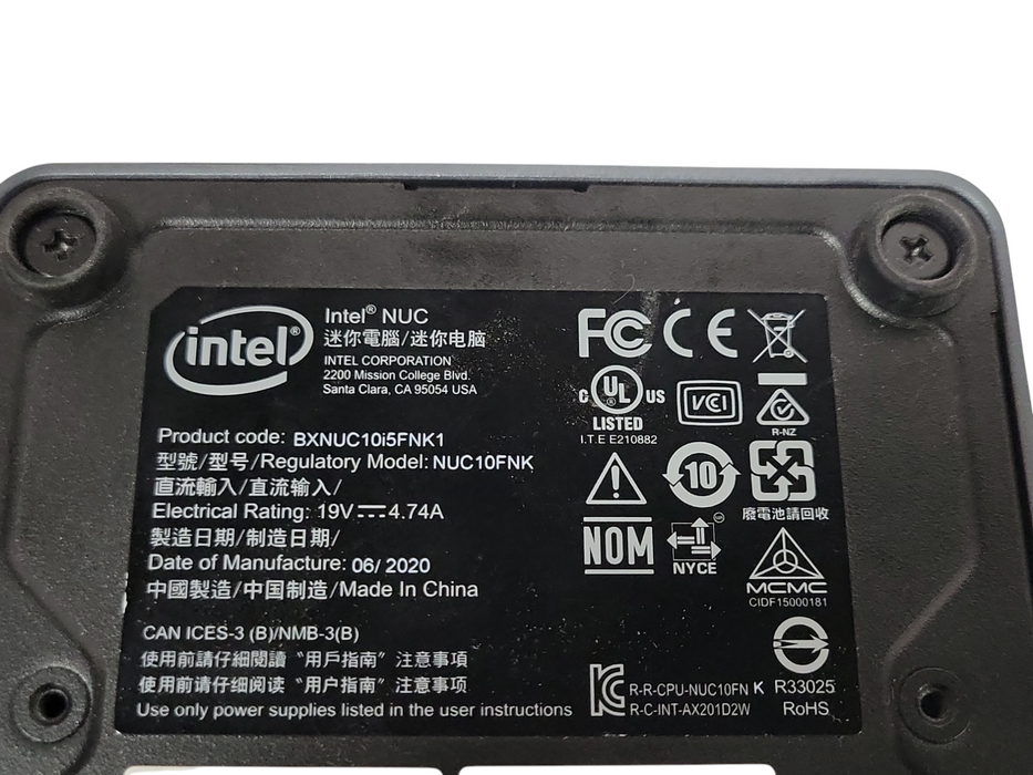 Intel BXNUC10i5FNK1, Core i5-10210U 1.60GHz, 16GB RAM 256GB NVME