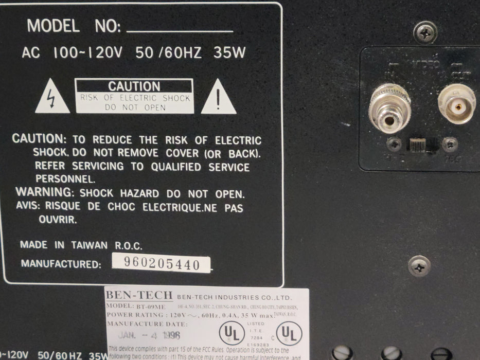 Ben-Tech industries BT-09ME monitor