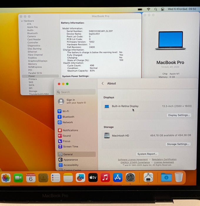 Apple MacBook Pro 13" M1 2020 Touch Bar 8GB RAM 512GB SSD No Power Adapter READ