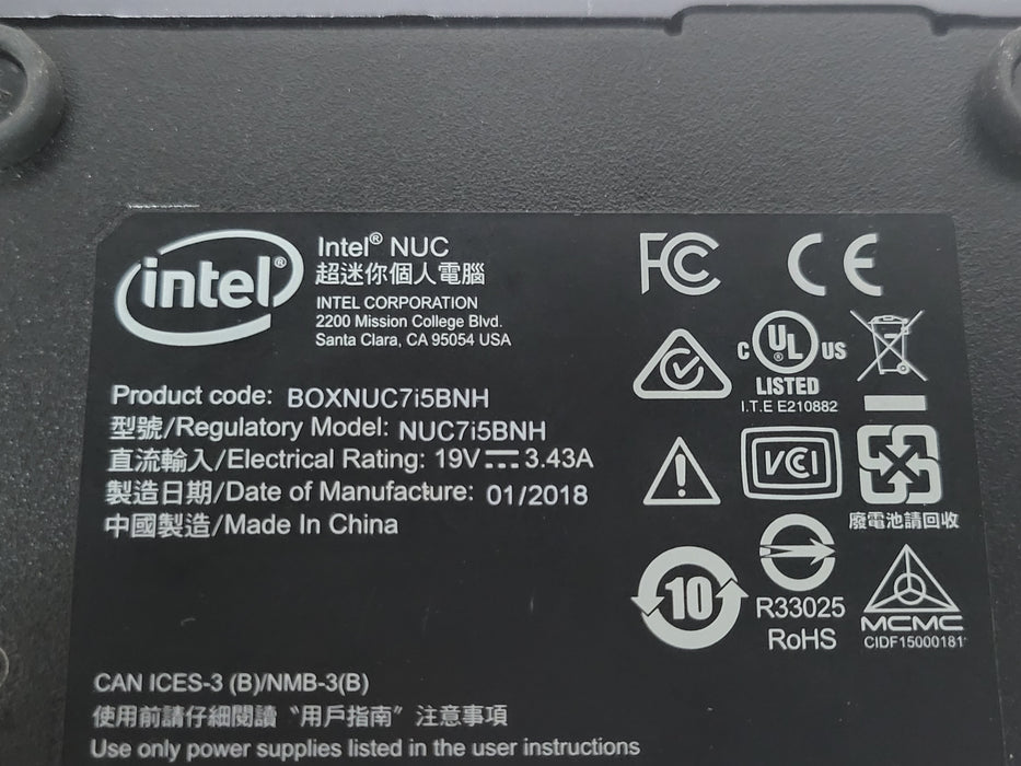 Intel BoXNUC7i5bnh, Core i5-7260U 2.20GHz, 8GB RAM 250GB SSD