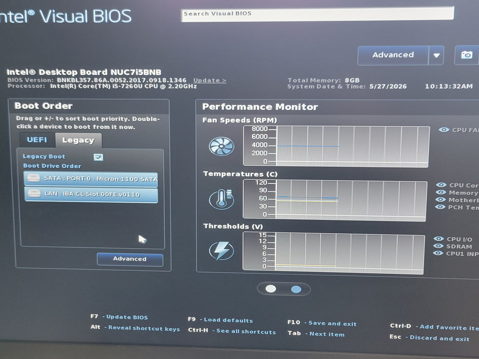 Intel BoXNUC7i5bnh, Core i5-7260U 2.20GHz, 8GB RAM 250GB SSD